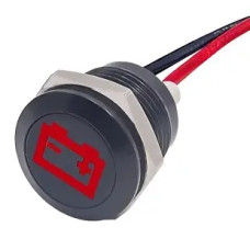12mm battery symbol flat indicator light with wire led
