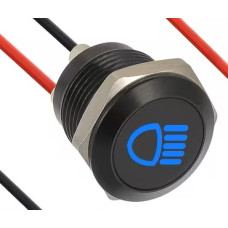 12mm High beams symbol flat indicator light with wire led