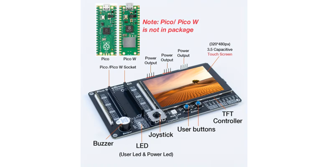 TFT Pico Breadboard Kit Plus w/ Capacitive Touch